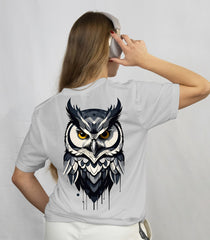 Stylish Light Grey Night Watch Owl T-Shirt – Unisex Relax Fit Tee