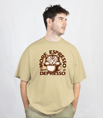 More Expresso Beige Oversized T-Shirt Front View 1
