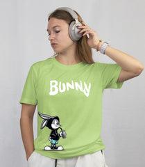 Bugs & Bunny Pista Green Relaxed Fit Unisex T-Shirt – Cartoon Graphic Tee