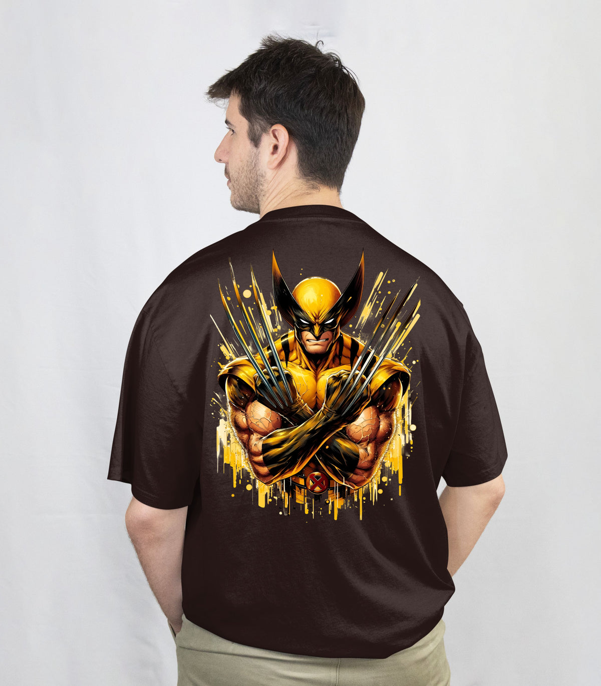 Oversized Dark Chocolate Wolverine T-Shirt – Bold & Comfortable Fashion
