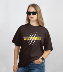 Oversized Dark Chocolate Wolverine T-Shirt – Bold & Comfortable Fashion