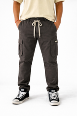 Pixelink Mens Cargo Pants - Regular Fit - Dark Gray Color - Pixelink