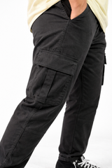 Pixelink Mens Cargo Pants - Regular Fit - Dark Gray Color - Pixelink