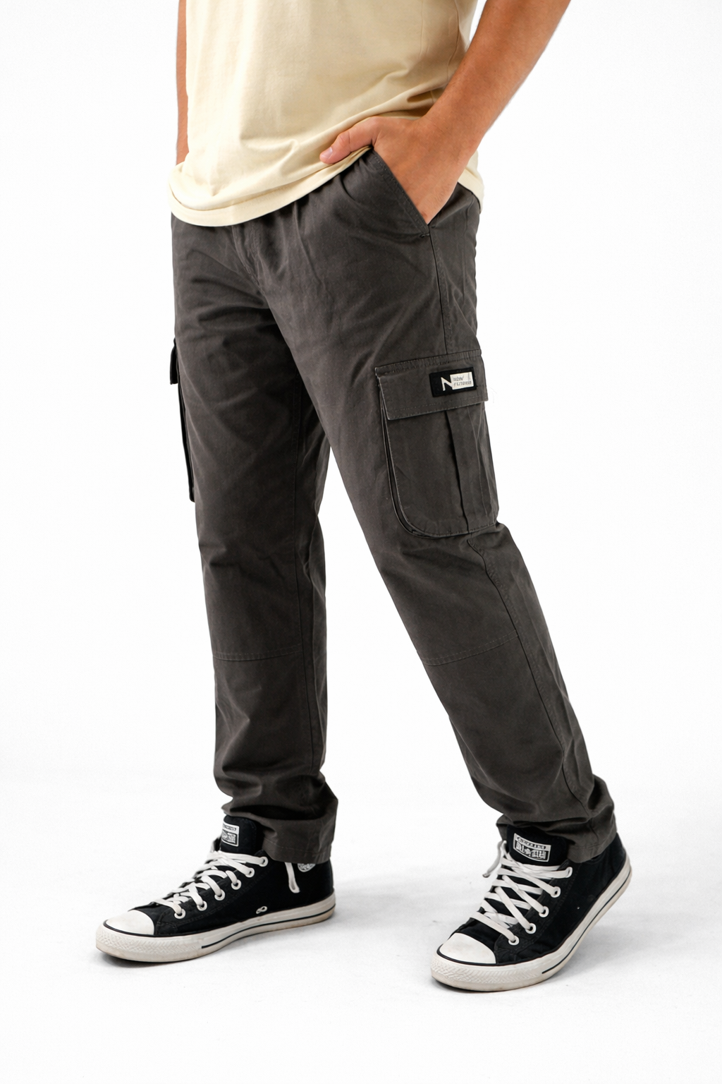 Pixelink Mens Cargo Pants - Regular Fit - Dark Gray Color - Pixelink