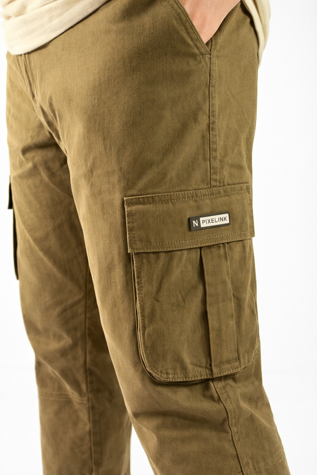 Pixelink Mens Cargo Pants - Regular Fit - Khakhi Color - Pixelink