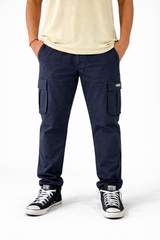 Pixelink Mens Cargo Pants - Regular Fit - Navy Blue Color - Pixelink