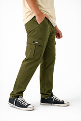 Pixelink Mens Cargo Pants - Regular Fit - Olive Green Color - Pixelink