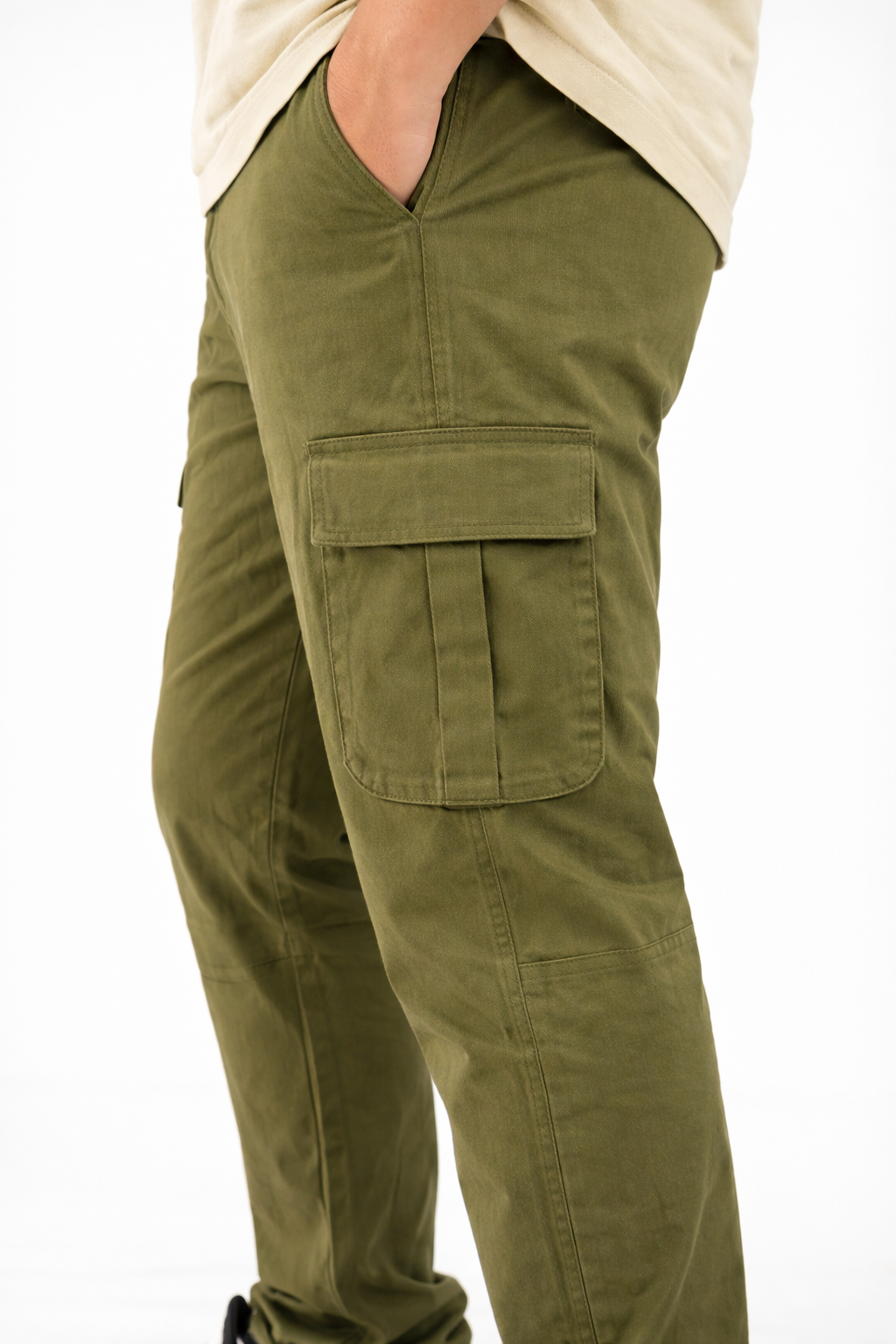 Pixelink Mens Cargo Pants - Regular Fit - Olive Green Color - Pixelink
