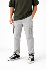 Pixelink Mens Cargo Pants - Regular Fit - Light Gray Color - Pixelink