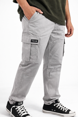 Pixelink Mens Cargo Pants - Regular Fit - Light Gray Color - Pixelink