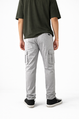 Pixelink Mens Cargo Pants - Regular Fit - Light Gray Color - Pixelink