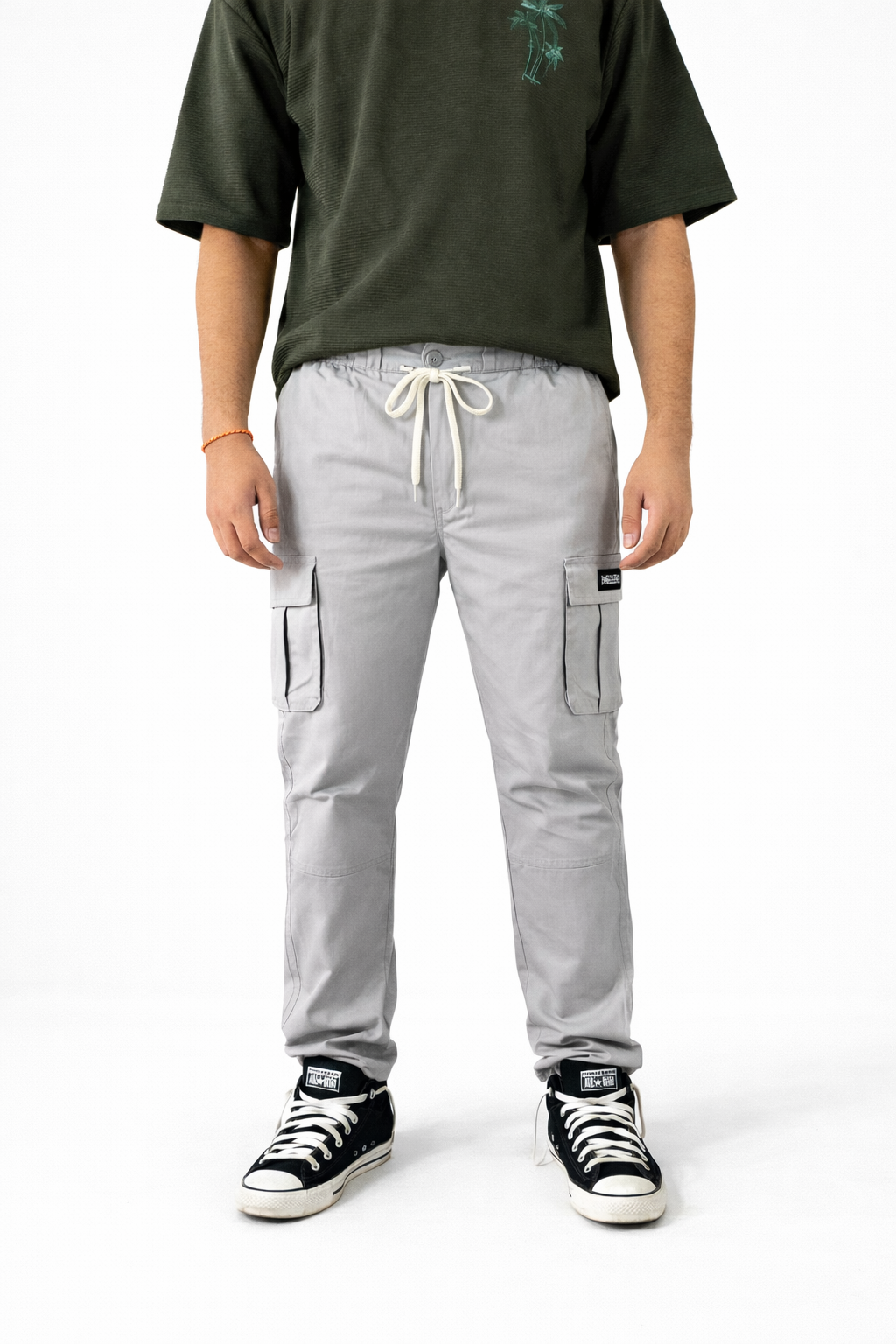 Pixelink Mens Cargo Pants - Regular Fit - Light Gray Color - Pixelink