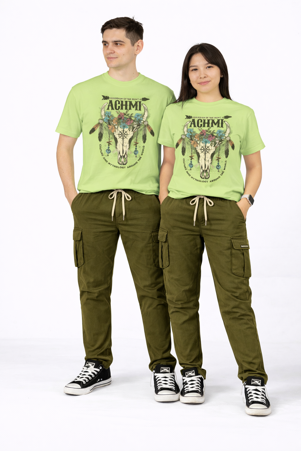 Bull Skull Bold Graphic Relaxed Fit T-Shirt Front Full View 