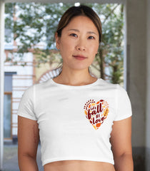 Pixelink - Let’s Fall In Love - Graphic Printed - Crop Top – White Front View 1