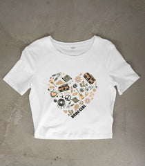 Pixelink - Boho Girl – Graphic Printed - Crop Top - White Color
