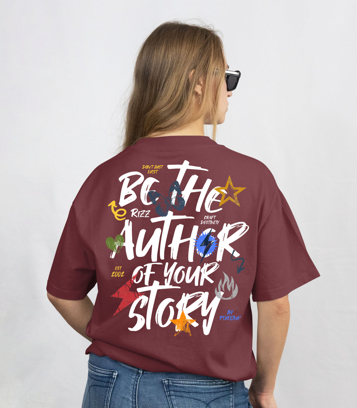 Self Made Graphic Oversized T-Shirt – Wine Red for Everyday Wear