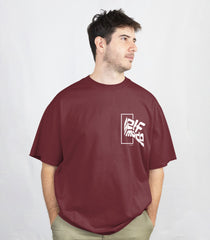 Self Made Graphic Oversized T-Shirt – Wine Red for Everyday Wear