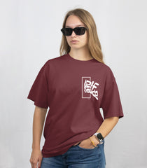 Self Made Graphic Oversized T-Shirt – Wine Red for Everyday Wear