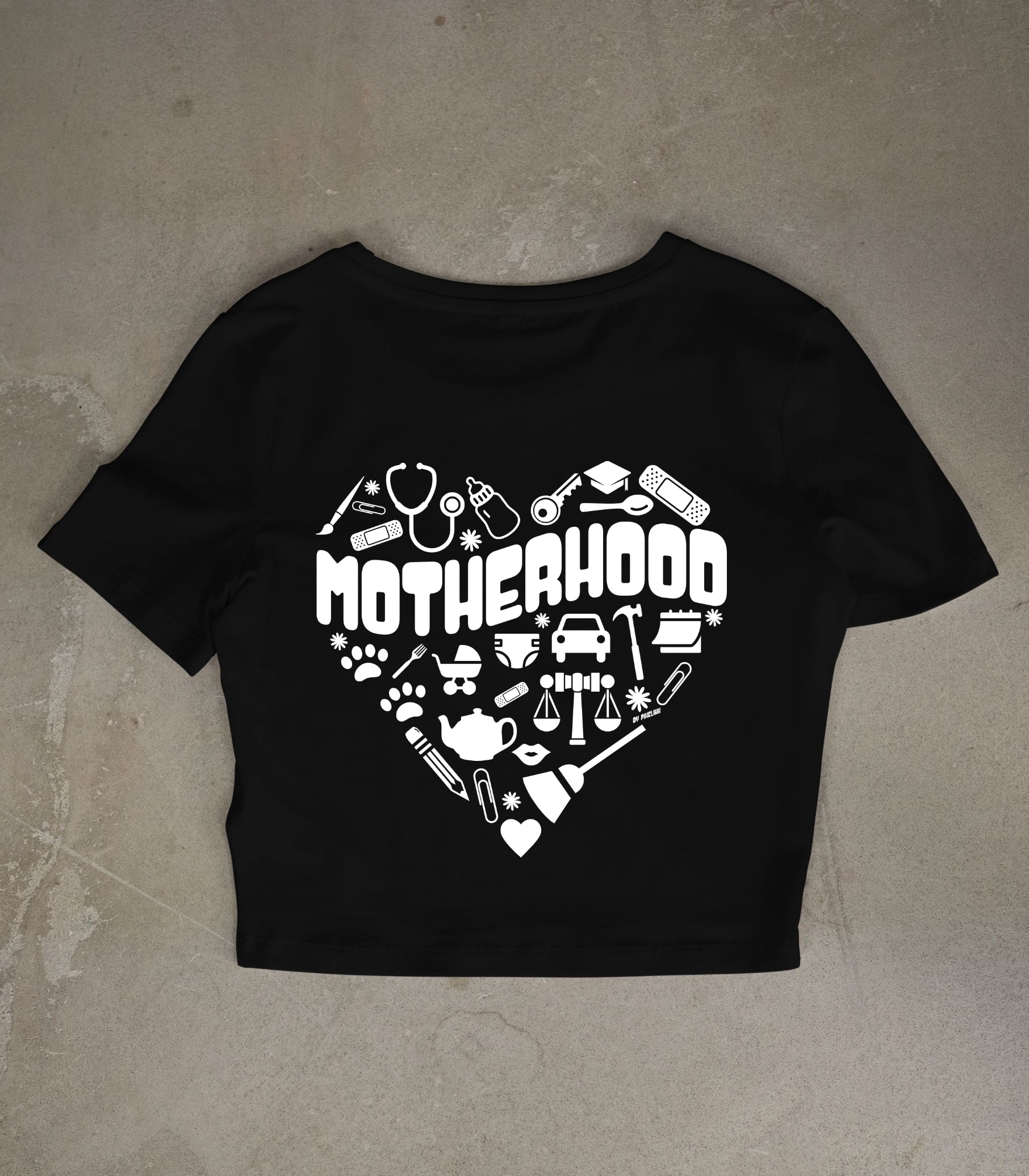 Pixelink - For Mother Graphic Printed - Crop Top - Black Color