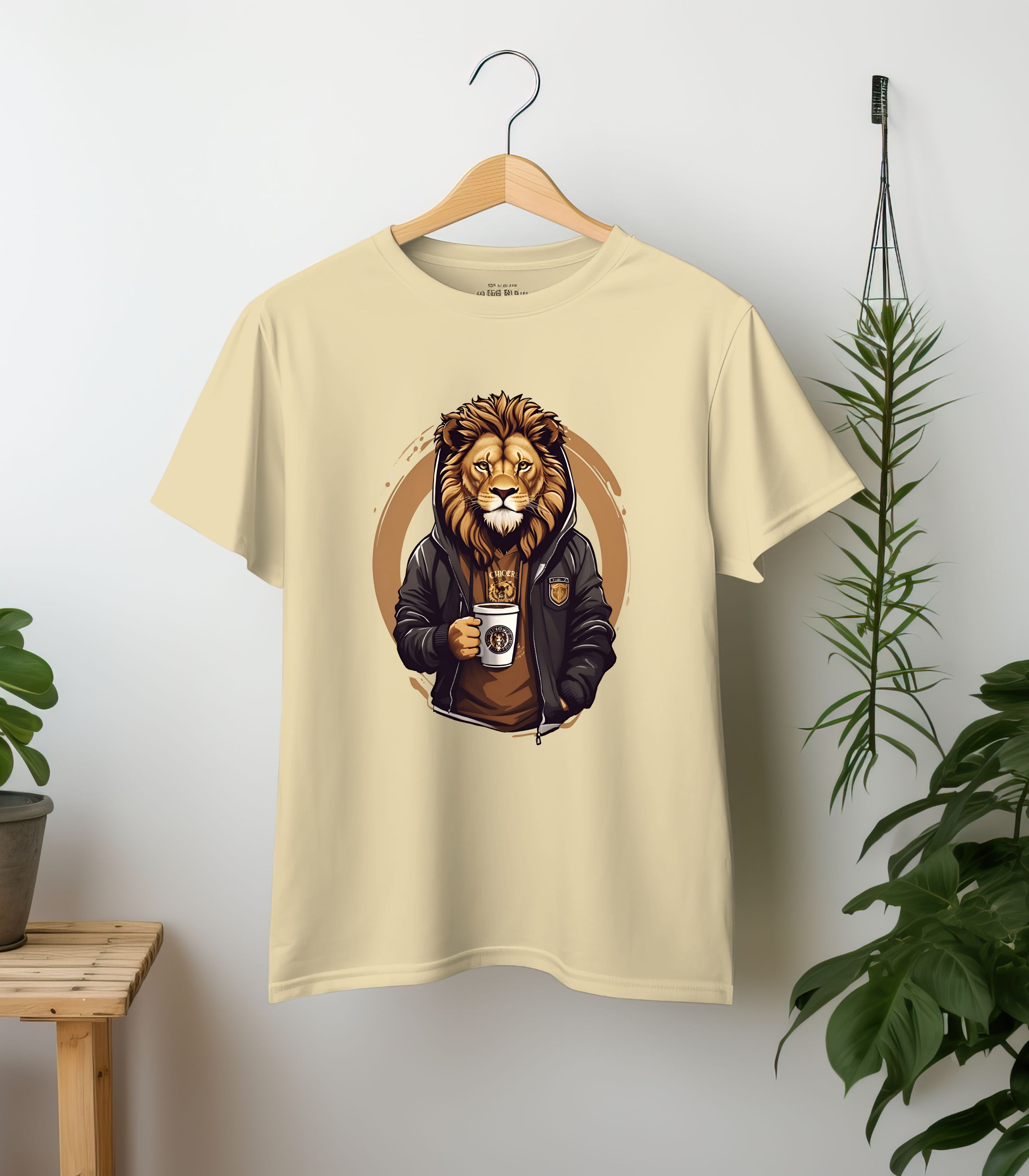 Lion Coffee Beige Oversized T-Shirt
