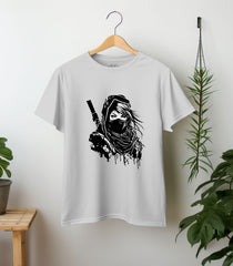 Light Gray Lady Ninja Relaxed Fit T-Shirt