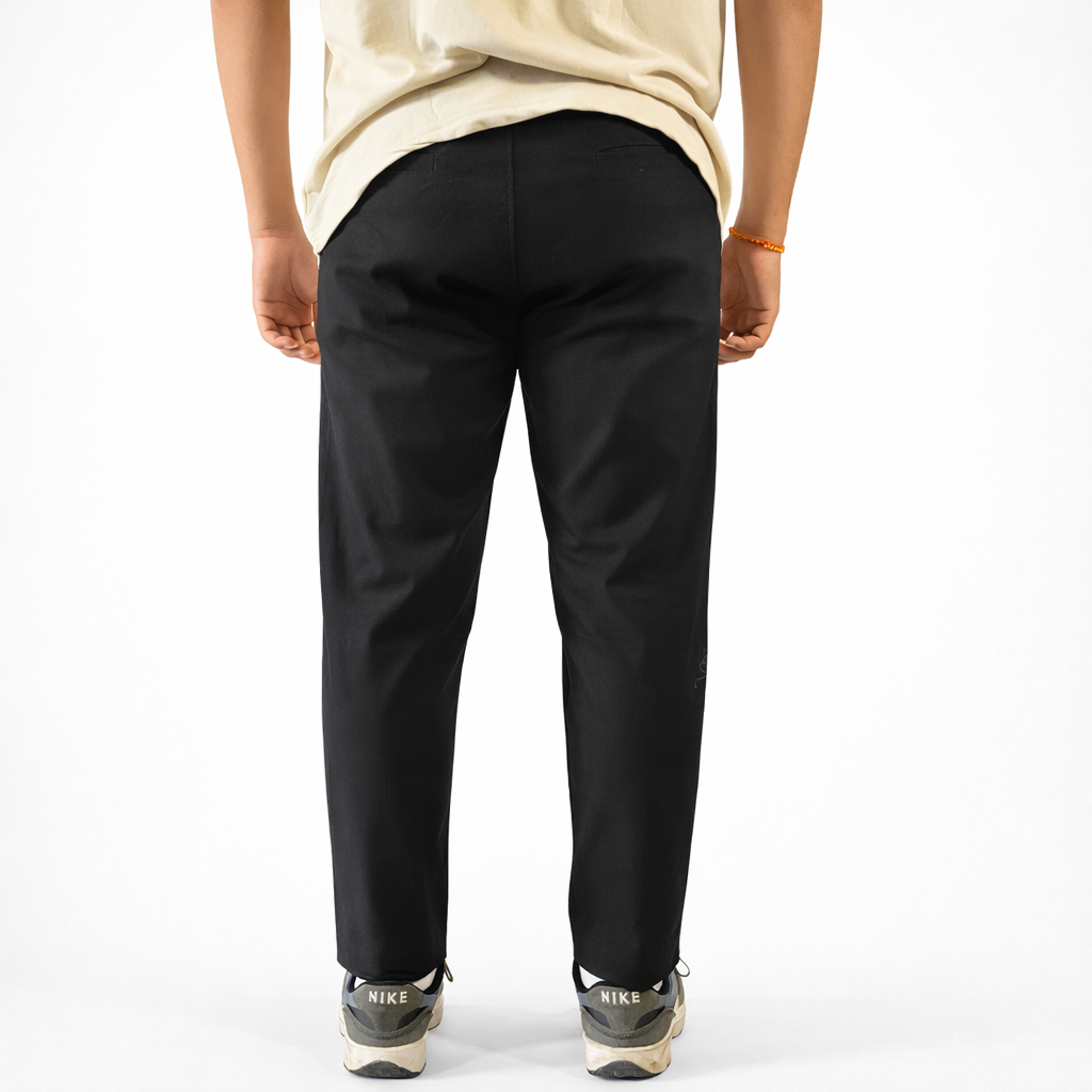 Pixelink Mens Cotton Linen Pants - Smart Fit - Black Color - Pixelink