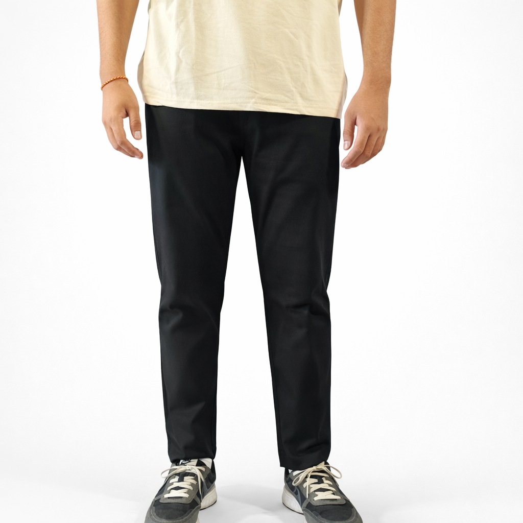Pixelink Mens Cotton Linen Pants - Smart Fit - Black Color - Pixelink
