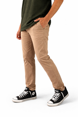 Pixelink Mens Cotton Linen Pants - Smart Fit - Khakhi Color - Pixelink