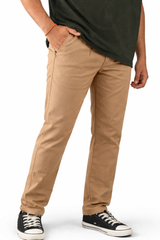 Pixelink Mens Cotton Linen Pants - Smart Fit - Khakhi Color - Pixelink