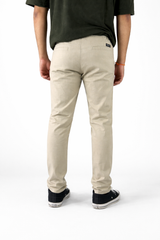 Pixelink Mens Cotton Linen Pants - Smart Fit - Light Beige Color - Pixelink
