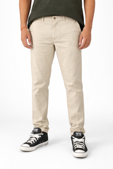 Pixelink Mens Cotton Linen Pants - Smart Fit - Light Beige Color - Pixelink