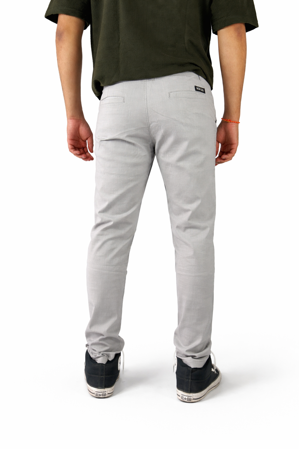 Pixelink Mens Cotton Linen Pants - Smart Fit - Light Gray Color - Pixelink