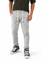 Pixelink Mens Cotton Linen Pants - Smart Fit - Light Gray Color - Pixelink