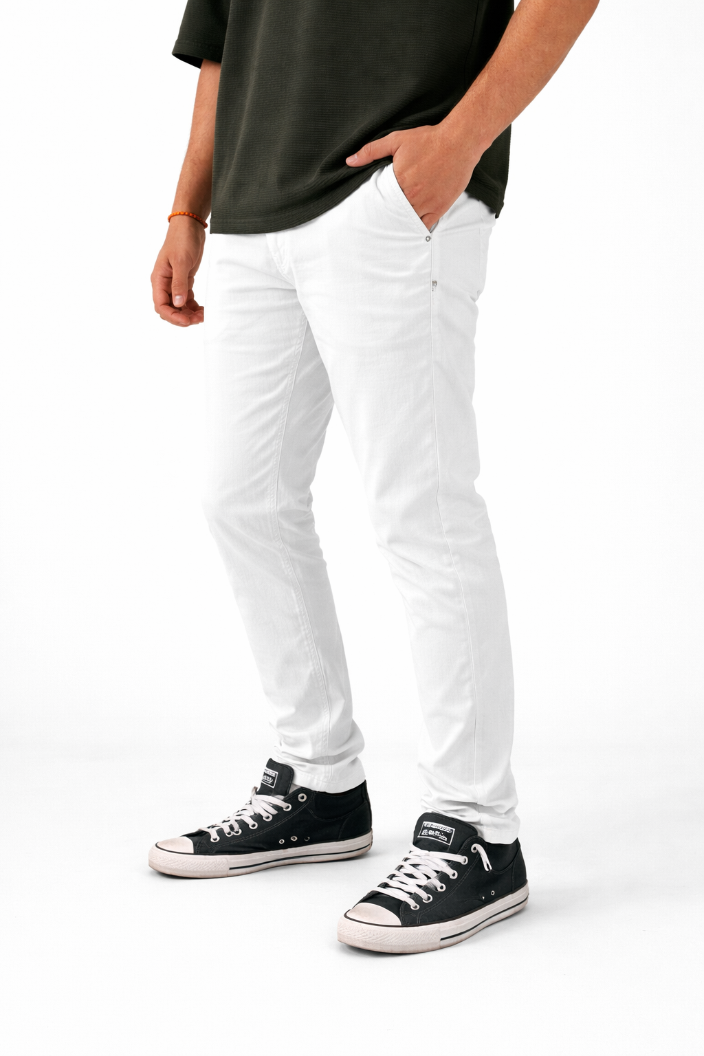 Pixelink Mens Cotton Linen Pants - Smart Fit - Light Beige Color - Pixelink