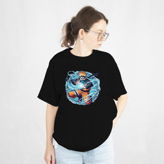 PIxelink - Naruto Anime Lover Hokage Mode – Unisex Oversized T-Shirt - Black Color Front View 2