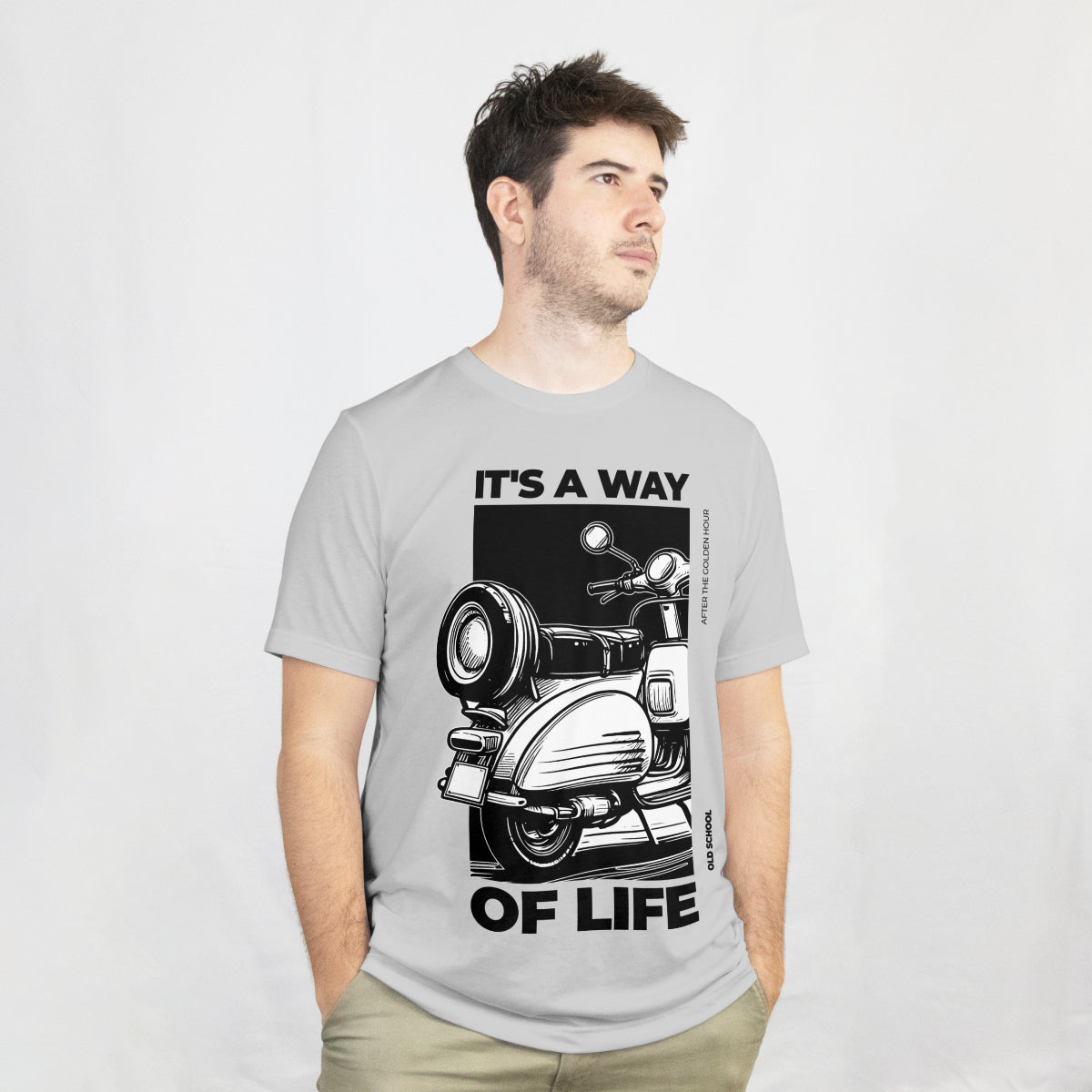 Light Gray Back to old school Relaxed Fit T-shirt FV 1