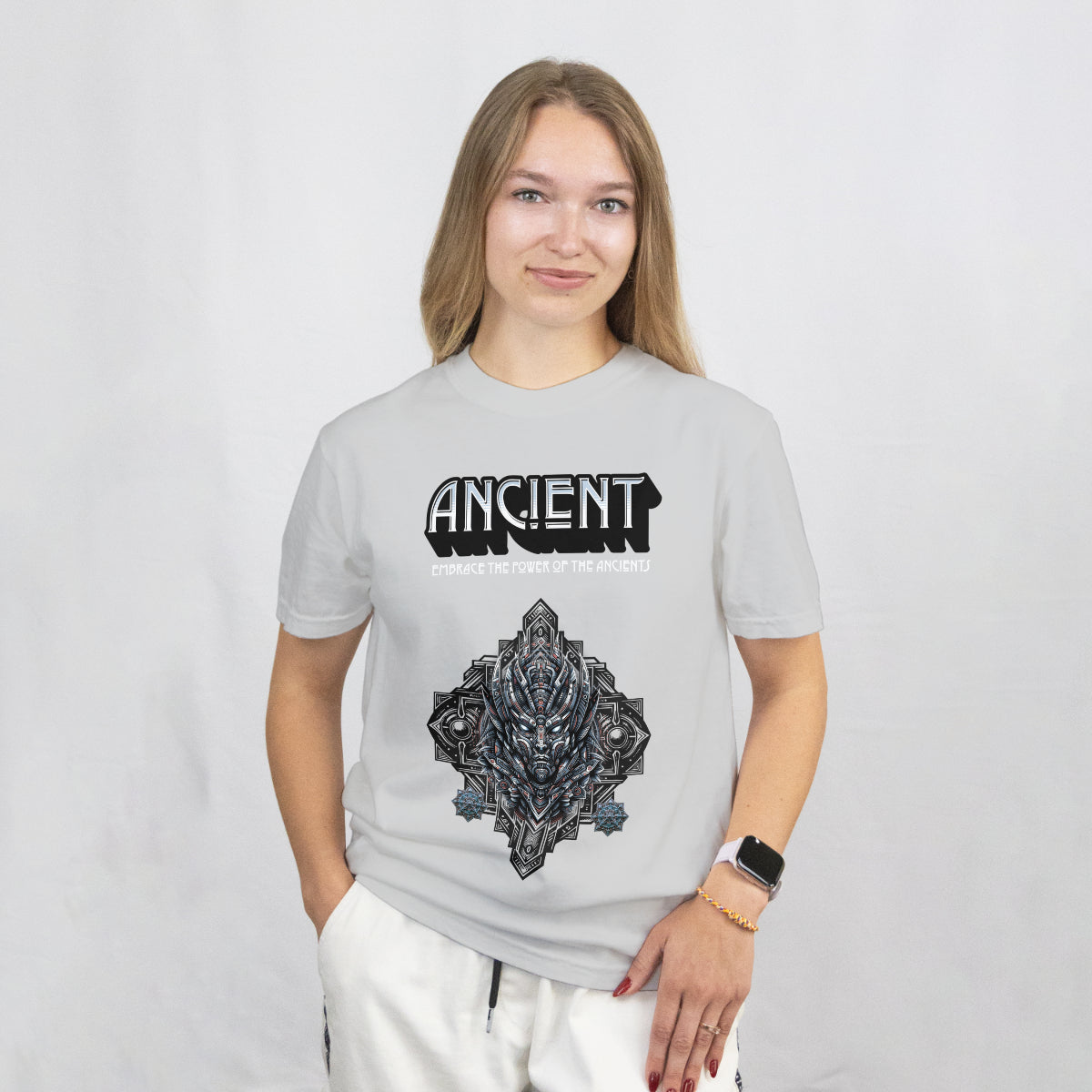 Light Gray Ancient Warrior Relaxed Fit T-shirt Front View 2