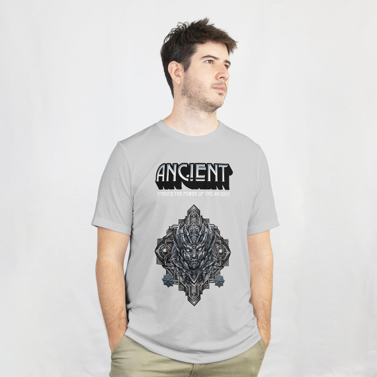Light Gray Ancient Warrior Relaxed Fit T-shirt Front View 1