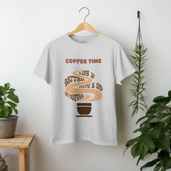 Light Gray Coffee Time Relaxed Fit T-Shirt