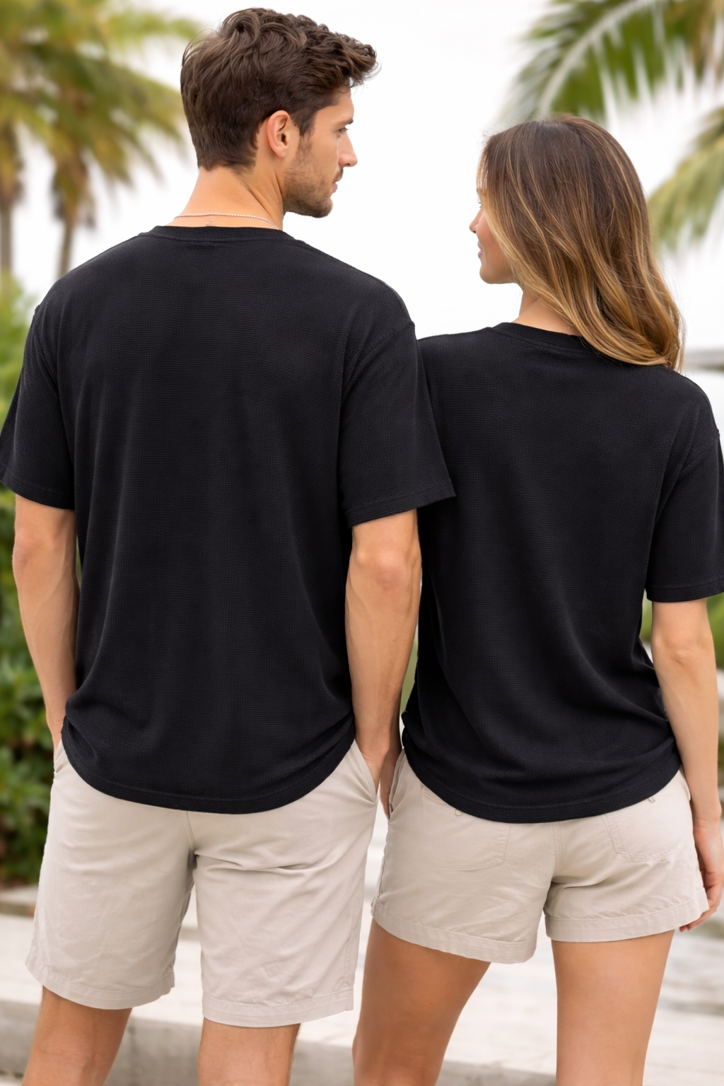 Pixelink - Corduroy Oversized Embroidery - Unisex Oversized T-Shirt - Black Color Back View