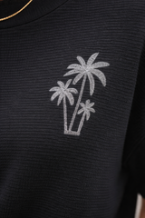 Pixelink - Corduroy Oversized Embroidery - Unisex Oversized T-Shirt - Black Color Closer View