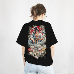 Pixelink - Dragon Ball – Black Edition - Unisex Oversized T-Shirt - Black Color Back View 2
