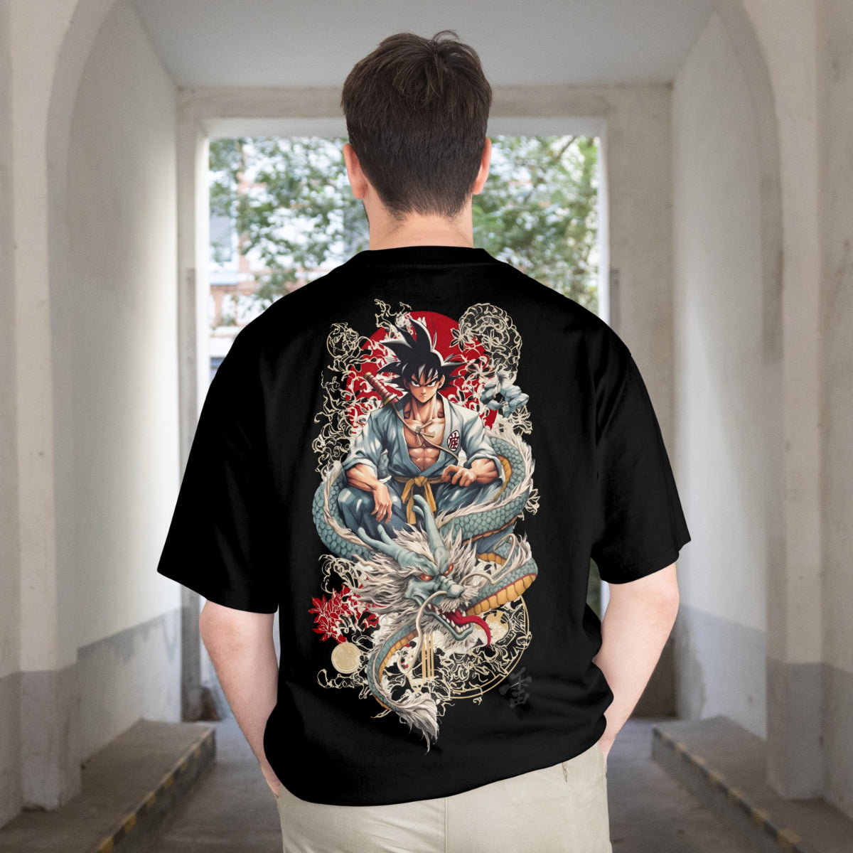 Pixelink - Dragon Ball – Black Edition - Unisex Oversized T-Shirt - Black Color Back View 1
