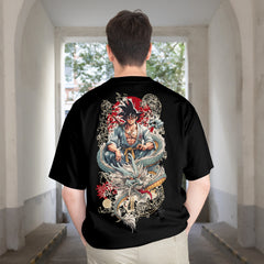 Pixelink - Dragon Ball – Black Edition - Unisex Oversized T-Shirt - Black Color Back View 1
