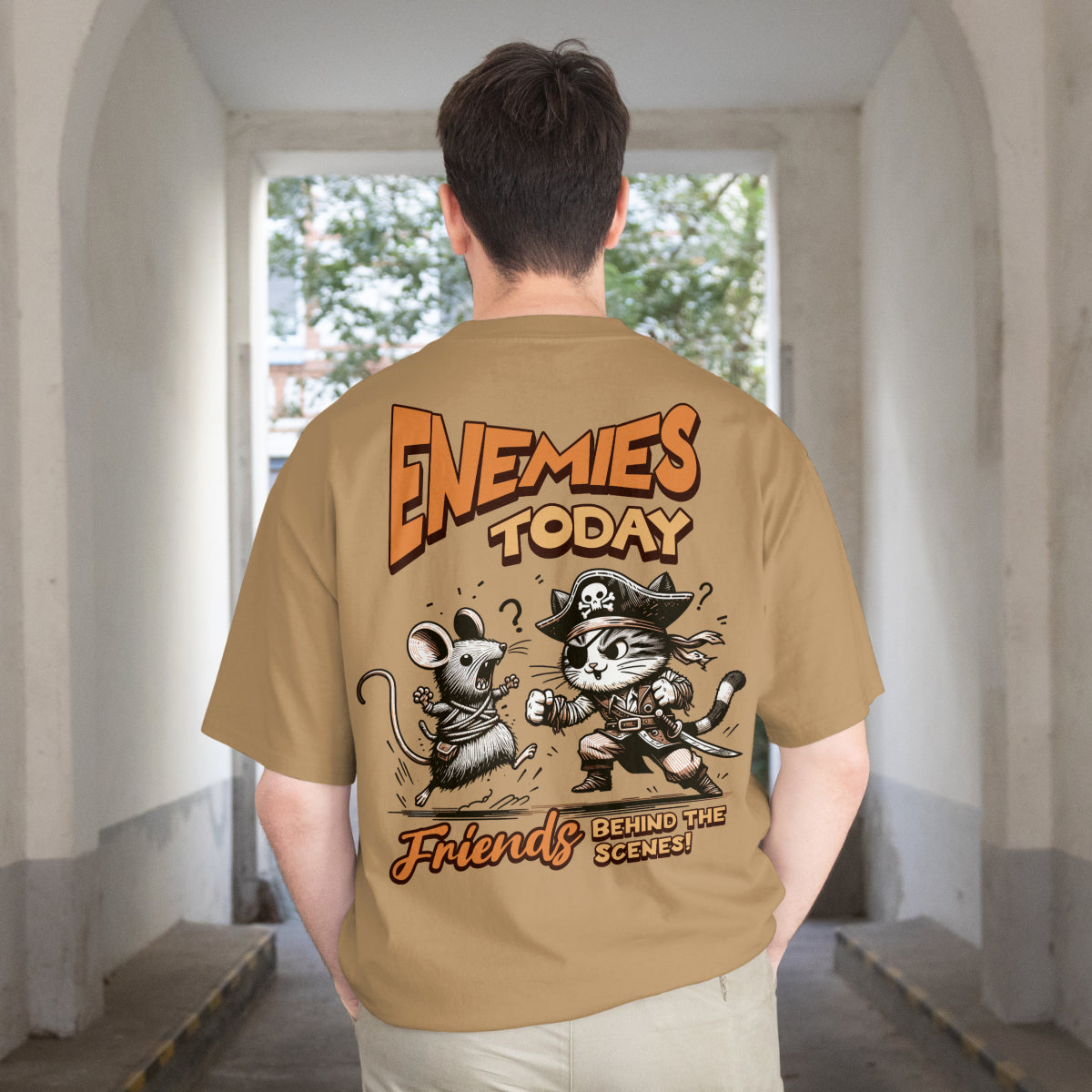 Forever Friend Beige Oversized T-Shirt Back View 1