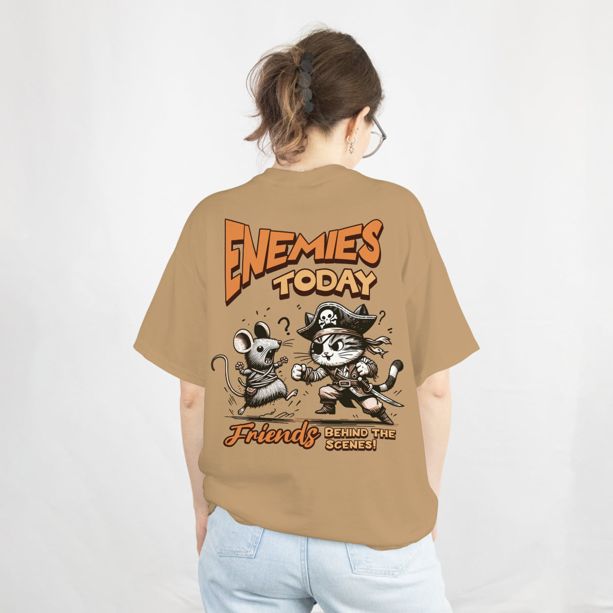 Forever Friend Beige Oversized T-Shirt Back View 2