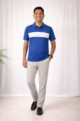 Pixelink - Front Half Stripe Polo T-Shirt - Casual Wear - Blue Color - Pixelink
