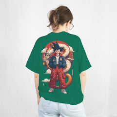 Goku Dragon Ball Z Bottle Green Oversized T-Shirt Back View 2