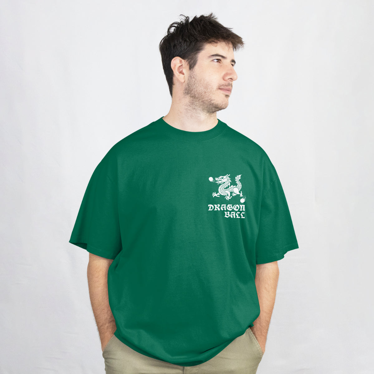 Goku Dragon Ball Z Bottle Green Oversized T-Shirt Front View 1