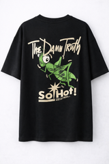 Pixelink - Grasshopper - Puff Print - Unisex Oversized T-Shirt - Black Color Back View 1